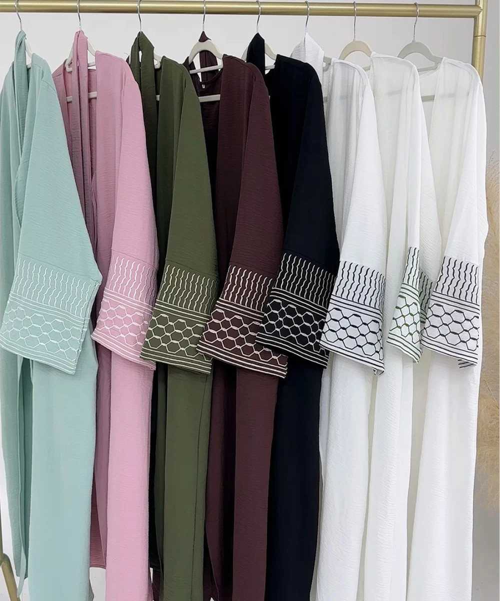 New Arrivals Muslim Clothing Open Cardigan With Belt Dubai Abaya Embroidery Palestine Abaya Design Women Abaya Muslim Dress Robe X250514