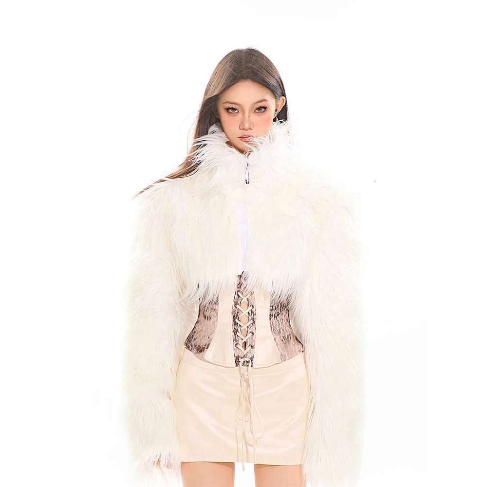 Getspring Women Coat 2024 Autumn Winter Imitation Jacket All Match Solid Fashion Long Sleeve Slim Short Faux Fur Tops