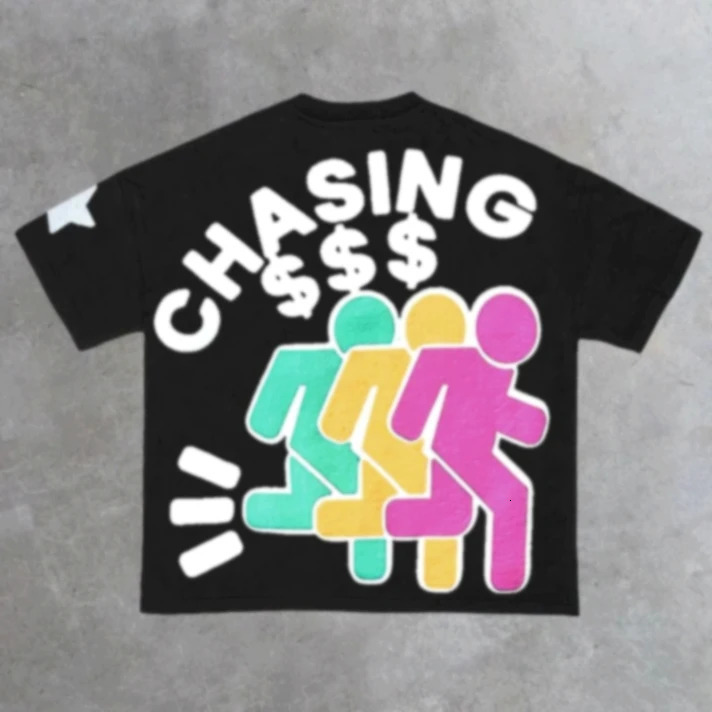 Retro Personality Hip Hop Letter Printed T-Shirt Cotton Short Sleeved T-shirt Casual Men and Women Streetwear Round Neck Tops 250514