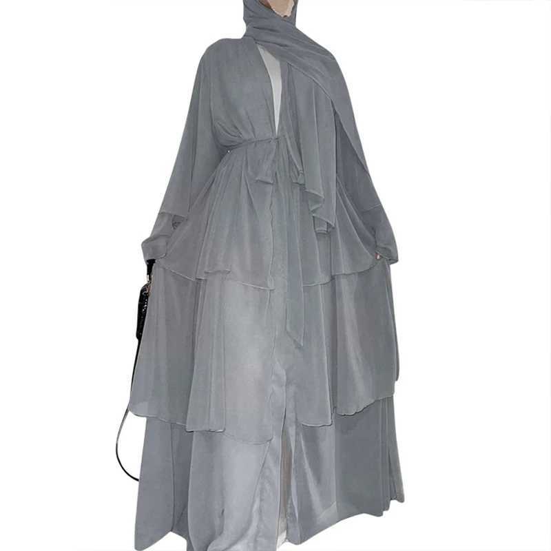 Chiffon Open Abaya Dubai Turkey Kaftan Muslim Cardigan Abayas Dresses For Women Casual Robe Kimono Femme Caftan Islam Clothing X250514