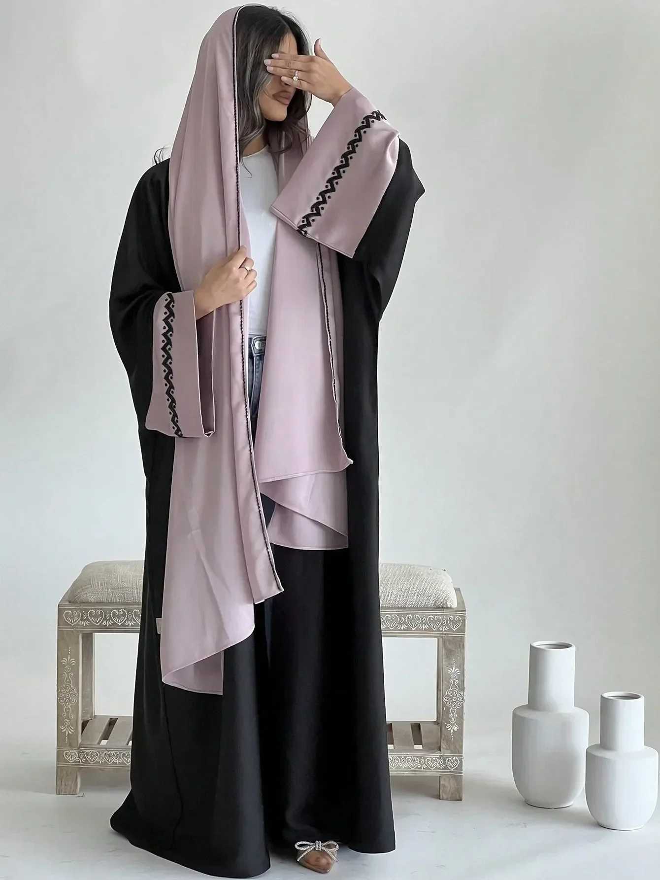 Islamic Full Slve Loose Open Front Abaya Muslim Women Arabian Embroidery Abayas Robe Turkey Kaftans Long Maxi Dress Jilbabs X250514