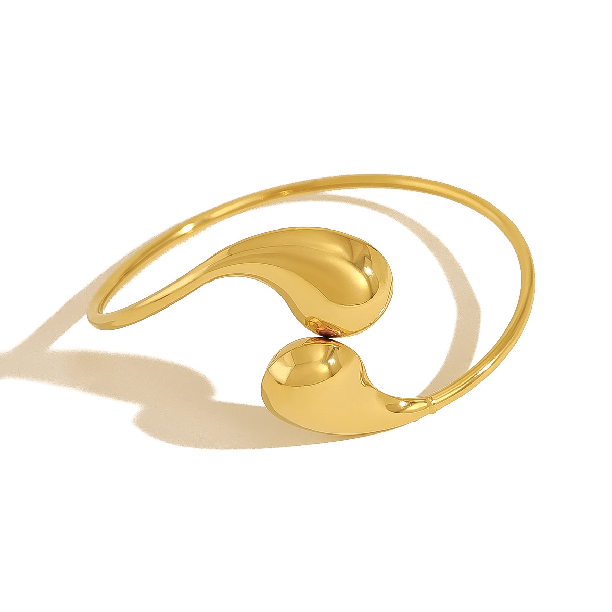 Trendy Waterdrop Titanium Bracelet with Open Design, Adjustable Gold Bangle for Women, Fashionable Elastic Handcuff Jewelry Wholesale