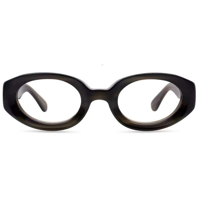 Classic Oval Glasses - Handmade Matte Acetate Fiber Frame with Bold Aesthetics