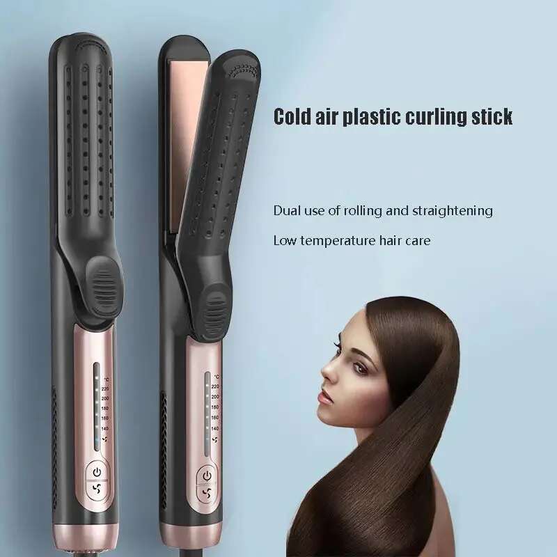 Cool Airflow Styler 2 In 1 Ptc Fast Heat-Up Ionic Flat Iron Ceramic Hair Straightener And Curler