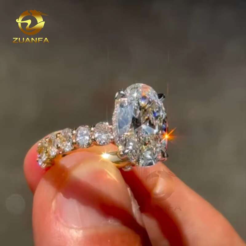 Luxury Oval Moissanite Diamond Rings Women Romantic Jewelry Engagement Wedding Band Lab Grown Diamond Ring