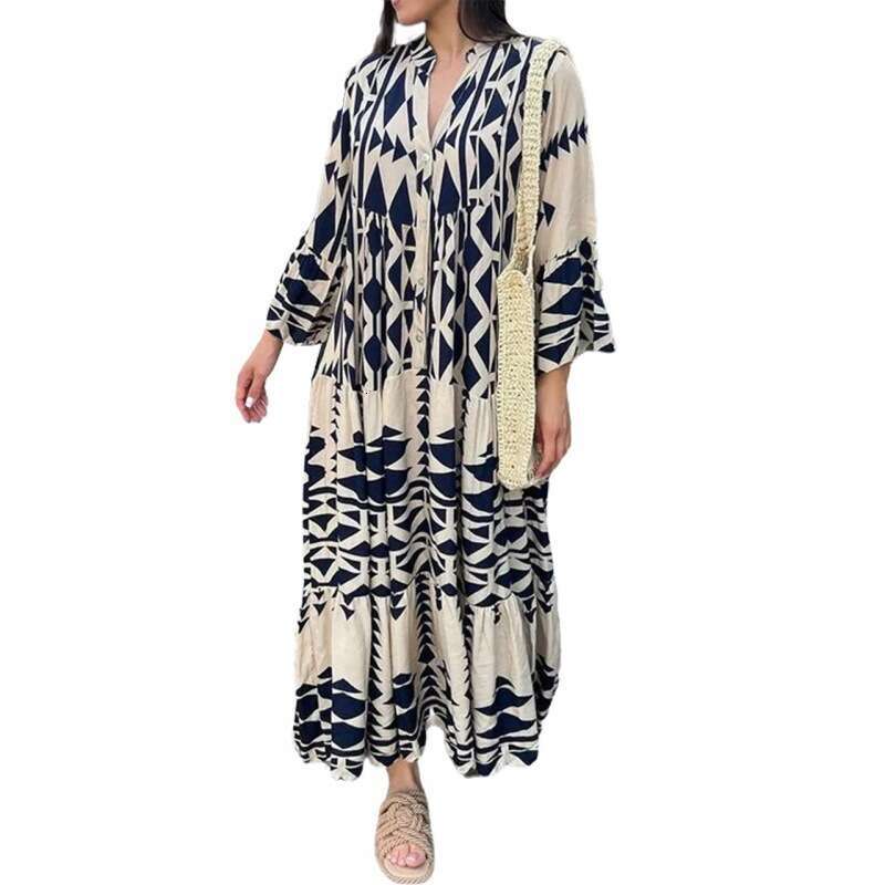 Women Clothes Dress Oversized Women S Autumn New Pullover Print Bohemian Dress For Women KQ