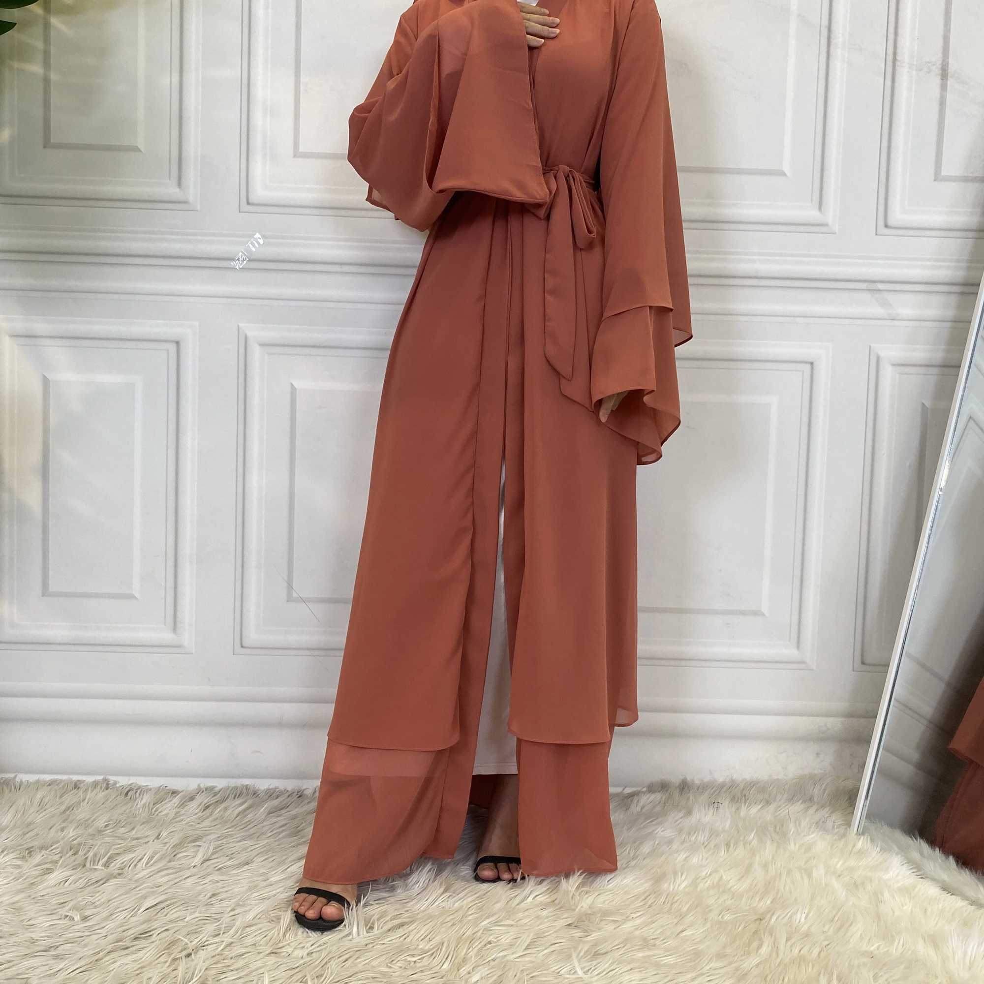 New Muslim Middle East fashion womens long dress Arab Dubai Turkey elegant womens cardigan chiffon robe X250514