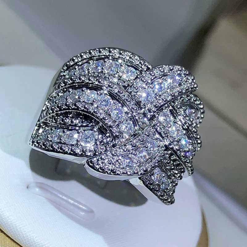 New Twinkling CZ Zircon Stone S925 Silver Color Band Rings for Women Wedding Engagement Fashion Luxury JewelryXJ250514