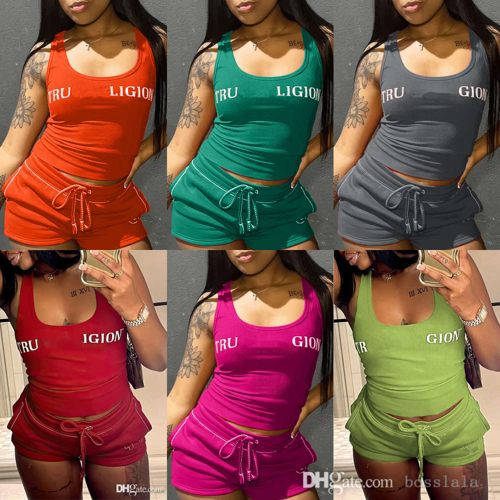 2025 Women Shorts Set Designer Tracksuit Tank Top Womens Two Pieces Jogger Suit New Letters Printed Short Sleeve Sexy Fashion Tights Suits Yoga Pant T shirt S-2XL