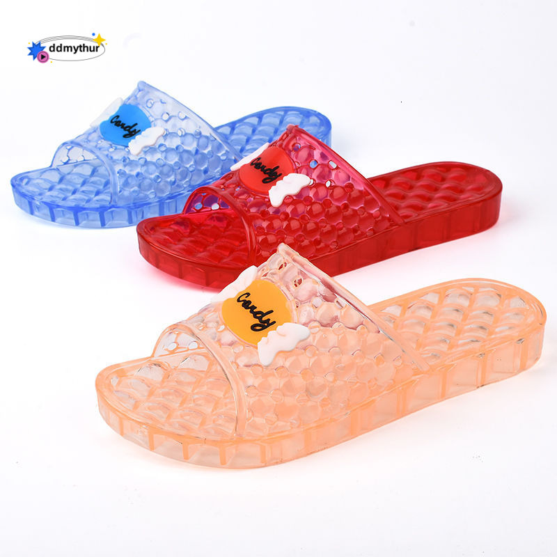 foot friendly Princess Crystal Transparent Middle Heel and Bathing Household Non slip Thick Sole Cool Slippers for Women ddmythur