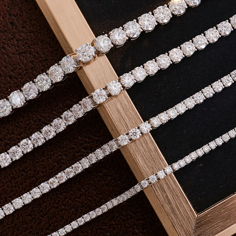 Fine Jewelry bracelets DEF Vvs Moissanite Diamond Hiphop Tennis Chain Link GRA Certificate 100%925 Sterling Silver 2mm tennis chain Bracelet
