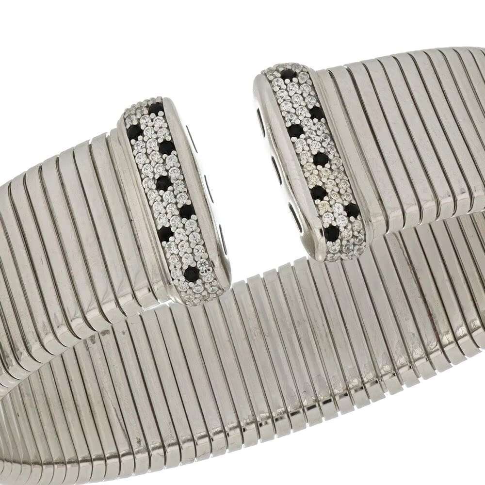 Made in Italy sier cuff bracelet, paired with black white paving details, bold and elegant
