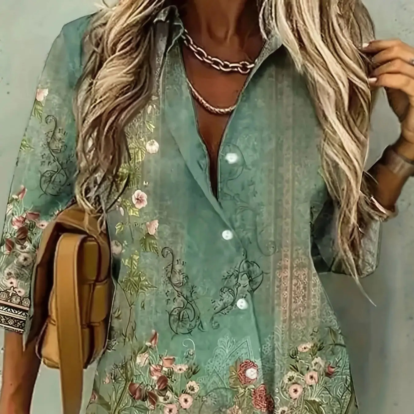Plus Size Elegant Casual Shirt Woman Temperament Long Sleeve Printed Loose Weekend Top 250514