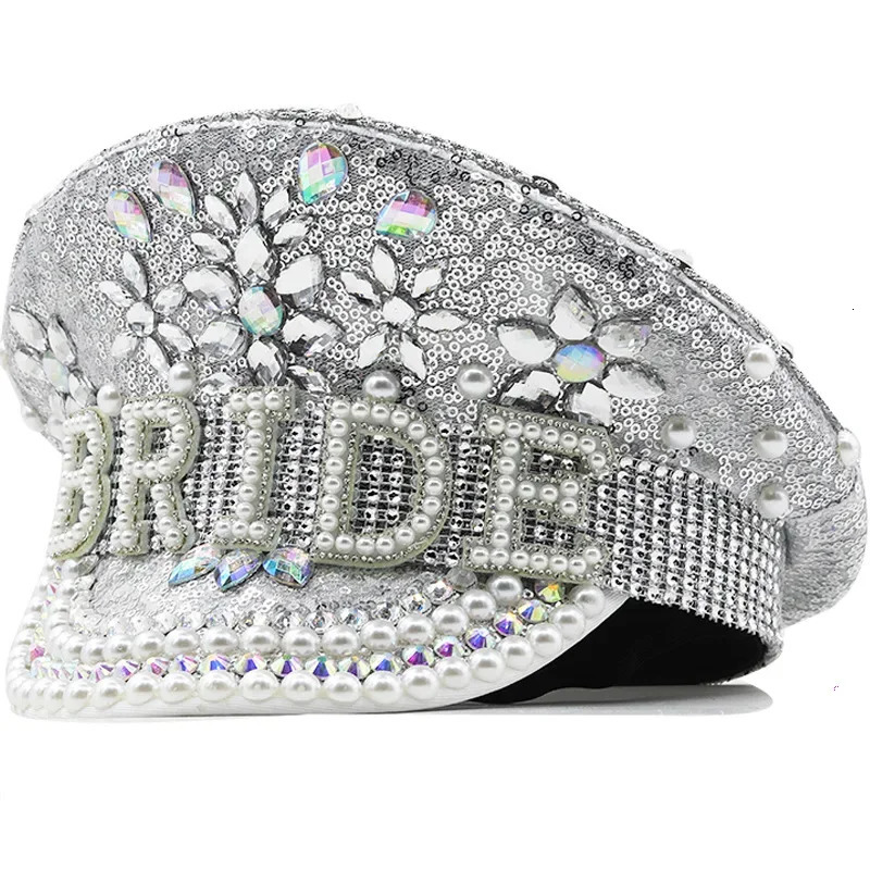 womens pearl wedding silver glitter diamond pography hat 250513