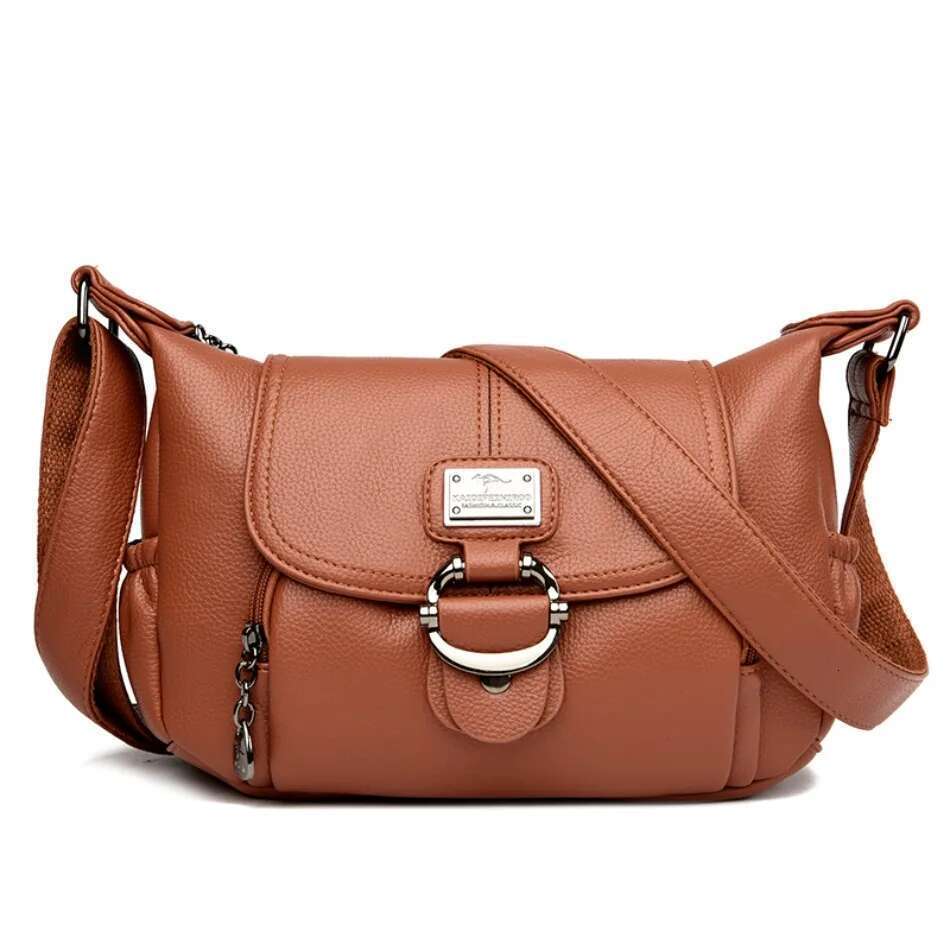 Genuine Brand Crossbody for Women Soft Leather Tote Shoulder Messenger Bags Female Casual Handbag Flap Bag Sac A Main