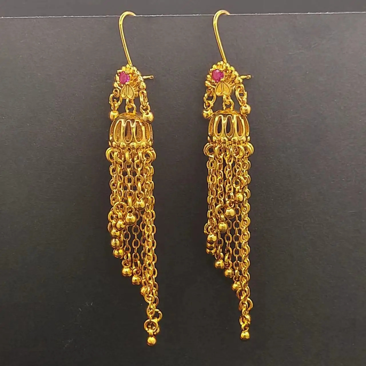 Bohemia Style Womens Earrings Indian Ethnic Gold Plated Brass Long Chain Tassel Earring Vintage Jewellery Ear Decoration 250513