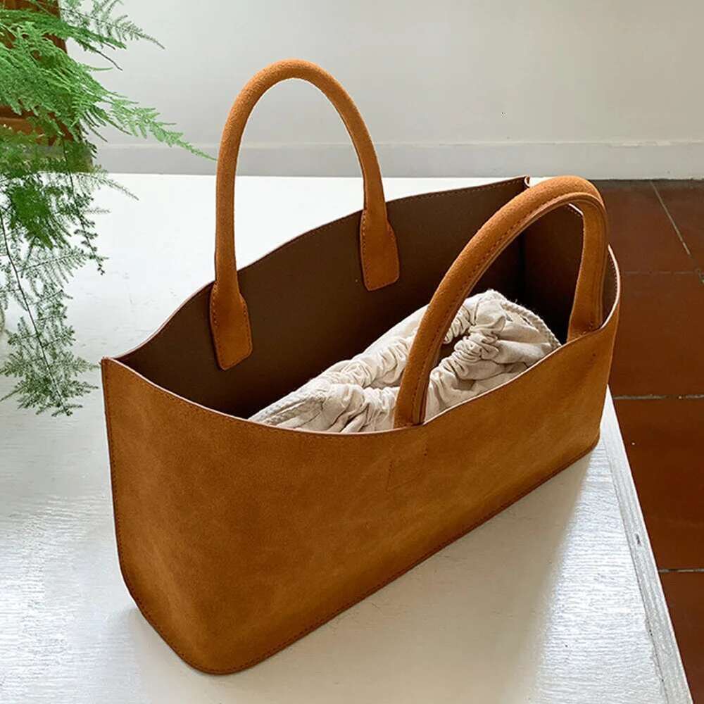 Vintage Suede Tote For Women Large Capacity Top Handle With Inner Solid Color Versatile Handbag Ladies Commuting Bag