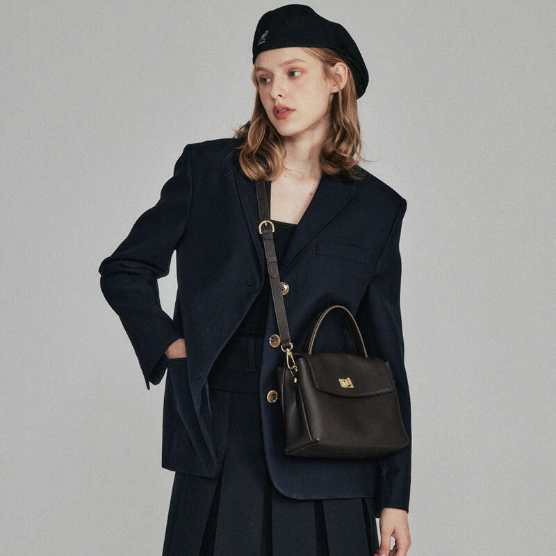 Leather New Fashion Small Square Women's Top Layer Cowhide Handbag Single Shoulder Leather Diagonal Cross Bag