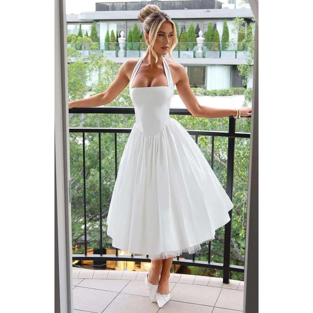 Avrilyaan Strapless Halter Sexy A-line Women Elegant Evening Midi Long Dresses Backless Bodycon Summer Dress Vestidos