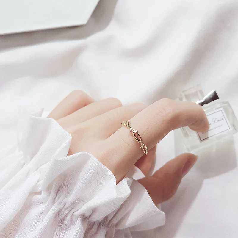 WOOZU Minimalist Branch Red Zircon 925 Sterling Silver Adjustable Finger Rings For Women European Rock 18k Gold Plated JewelryXJ250514