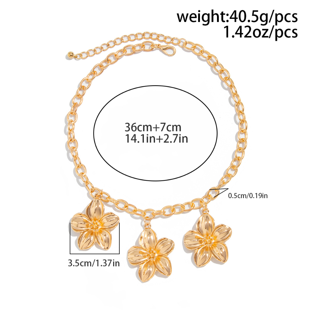 Retro Flower Pattern Geometric Neckpiece - Chic Clavicle Chain Jewelry