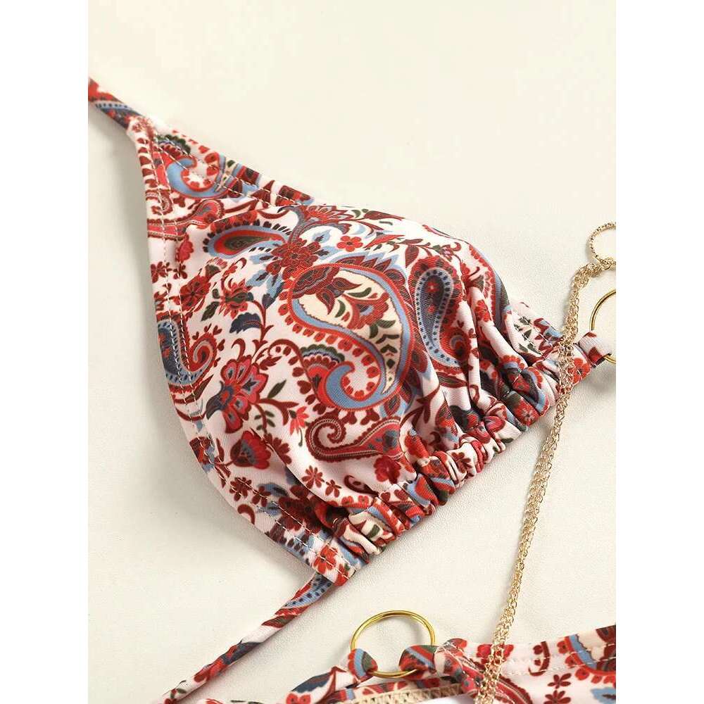 Miyouj Bathing Triangle Bikinis Printed Swimwear Women's Low Waist Swimsuit Bandage Biquini Set New Two Piece Suits