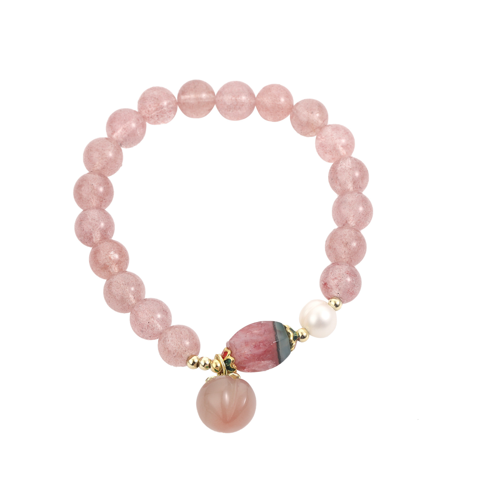 Korean version of fresh bead bracelet, cute and fashionable for girls, simple strawberry crystal best friend bracelet