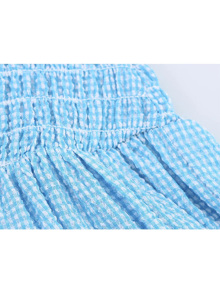 TFMLN Summer Womens Sweet Plaid Dress Casual Round Neck Slim Pullover Fashion Sleeveless Midi A Line Dresses 250514