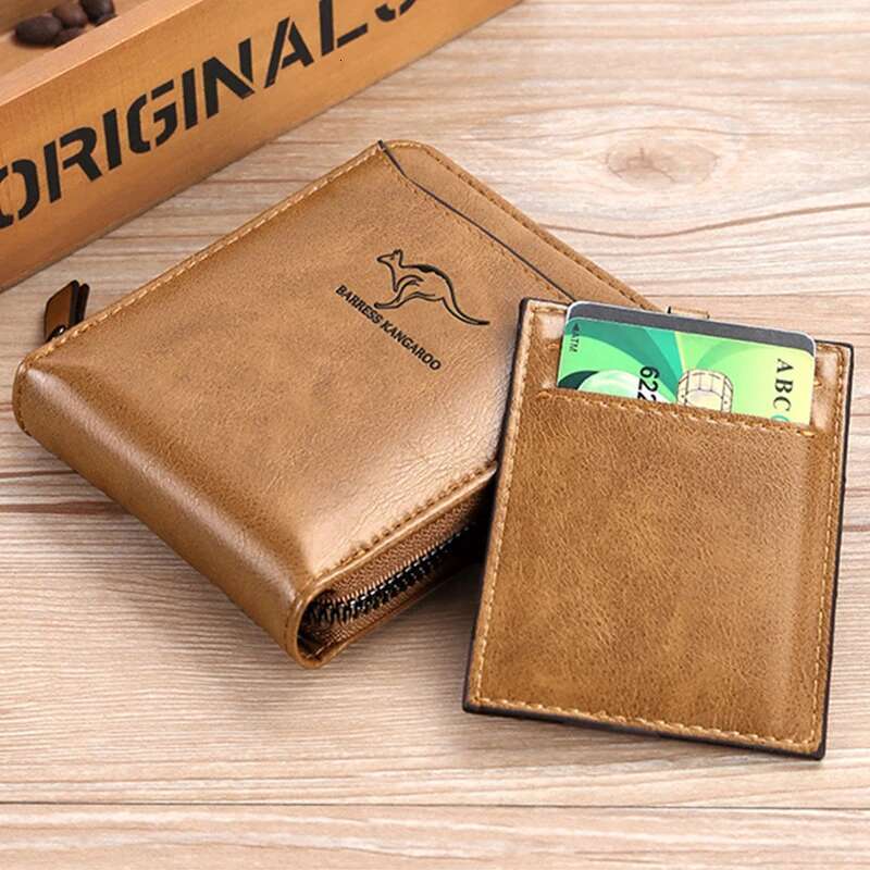 Leather Walletfor Men Fashion Cardholder Men's Designer Purse with ZipperCard Holder Short Money Bag Man Gift Mens