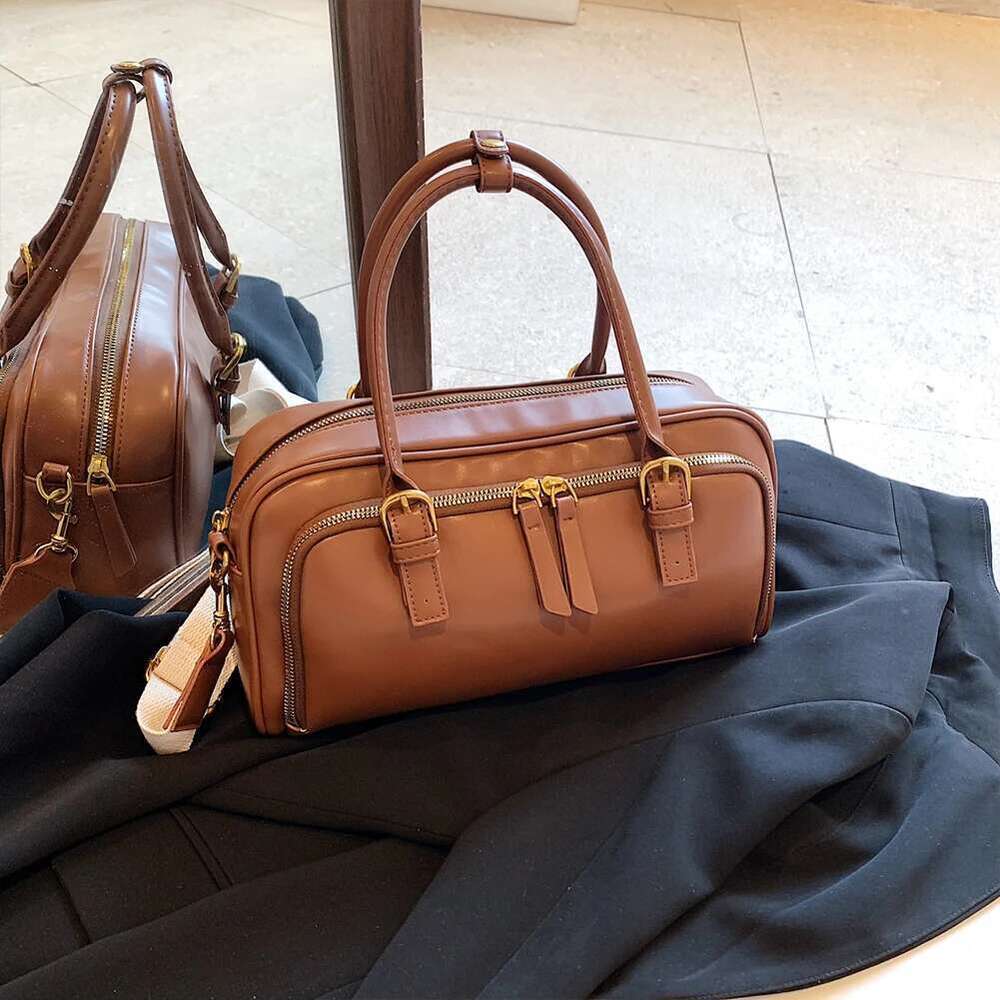 Women Shoulder Adjustable Strap Boston Tote PU Leather Multi-Pocket Top Handle Bag Clutch Purse For Work Travel