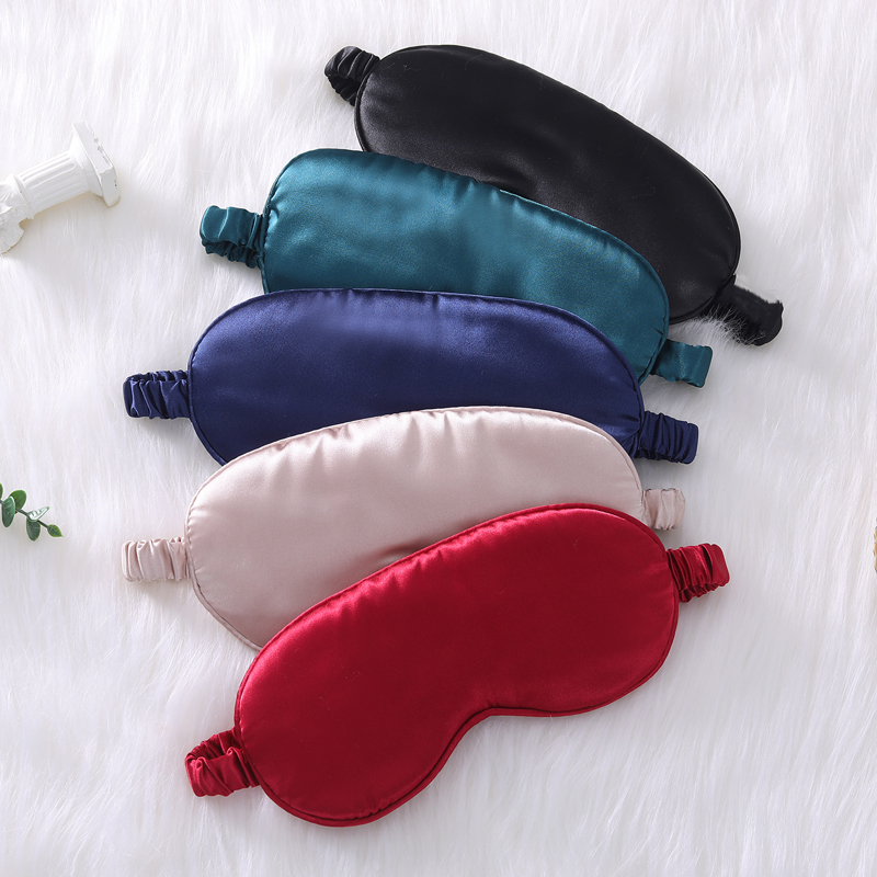 Imitation silk double-sided mulberry silk light-blocking sleep eye mask with logo printed, essential for outdoor travel, in stockfor wholesale