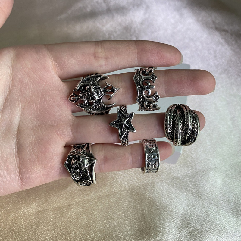 Punk Totem Skull Crown Ring 6-piece Set Personalized