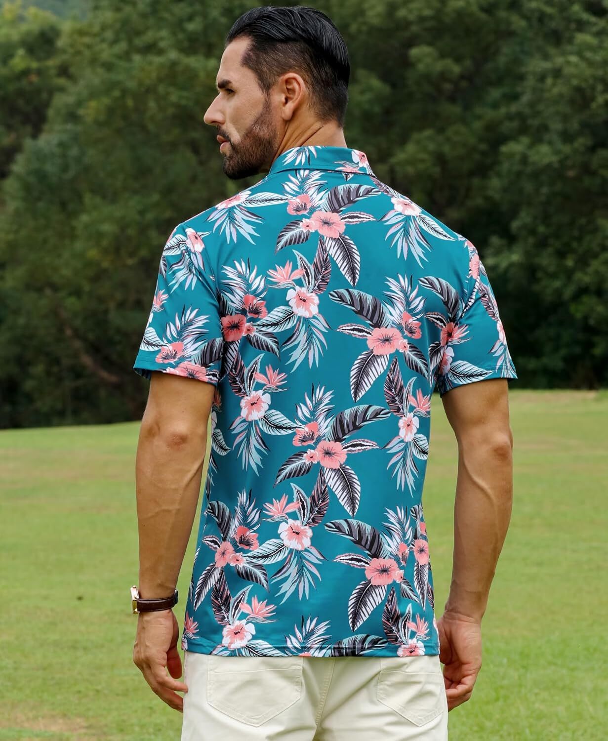 Mens Polo shirt Men's Golf Polo Shirts Short Sleeve Moisture Wicking Hawaiian Tropical Polos Performance Golf Shirts for Men Dry Fit Polos shirts