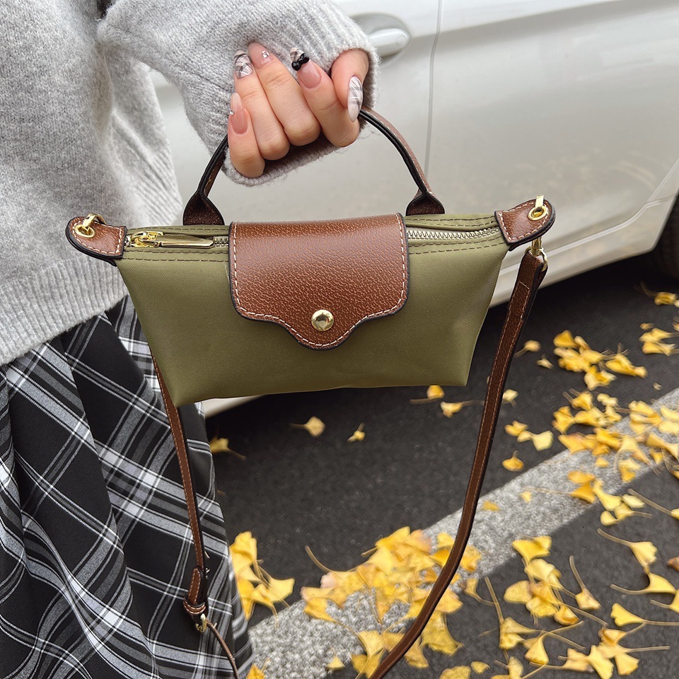 2025 new niche light luxury dragon bags set with nylon hand-held shoulder crossbody bag, contrasting color splicing dumpling bag