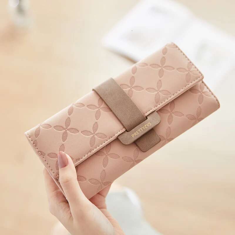 Female Fashion Long Wallet Quality Emed Leather Women Folded Design Money Bag Lady Coin Purse Credit Card Holders For Girls