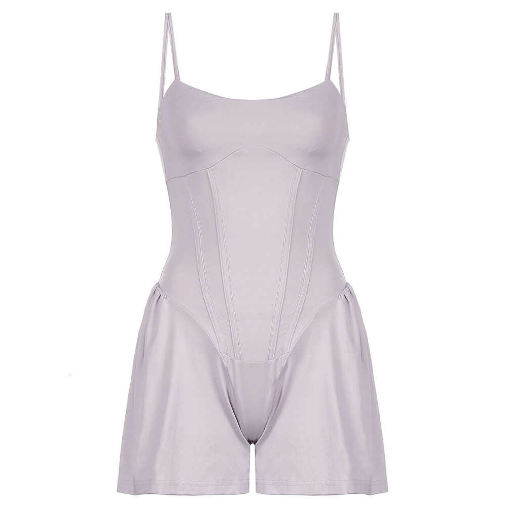 Sportswear Women's Casual Camisole Fiess Yoga Waist Shaping A-Line Wide Leg Jumpsuit Shorts B5