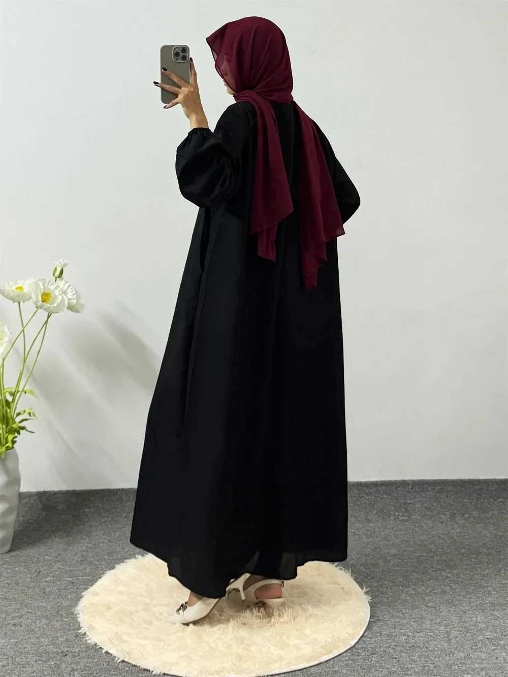 Modest Dress Muslim Ramadan Maxi Dresses Full Slve Casual Printed Floral Casual Robe Prayer Dress Women Abayas X250514