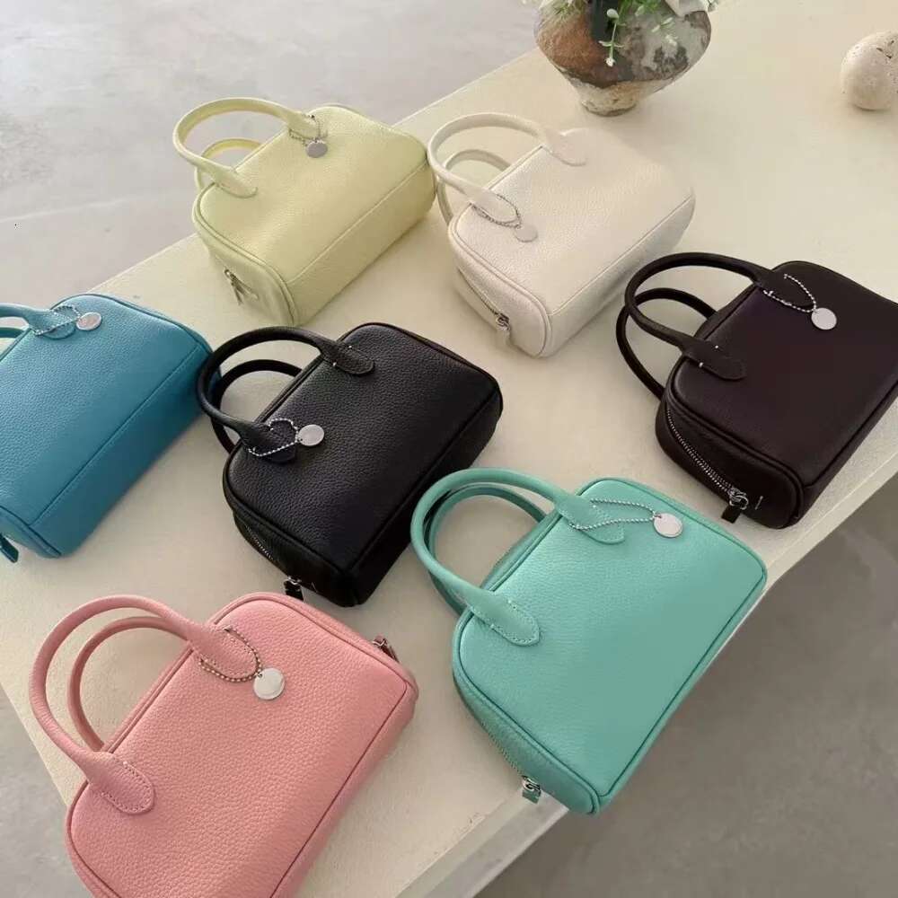 New First-Layer Cowhide Lychee Pattern Portable Small Bag Casual Versatile Single Shoulder Crossbody Leather Handbag
