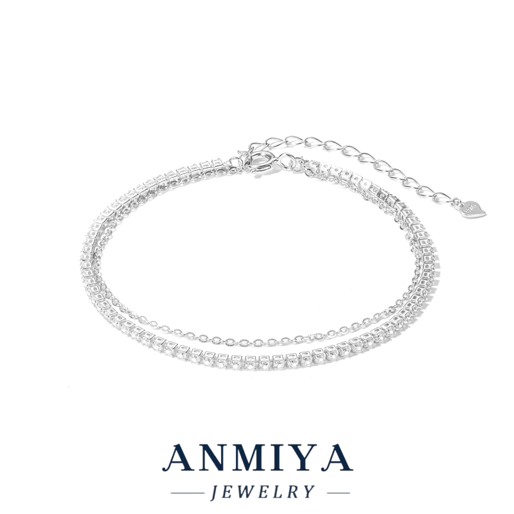 Minimalism S925 Silver Jewelry Double-Layered Tennis Chain Bracelet, 5A Cubic Zircons Tennis Chain Jewelry