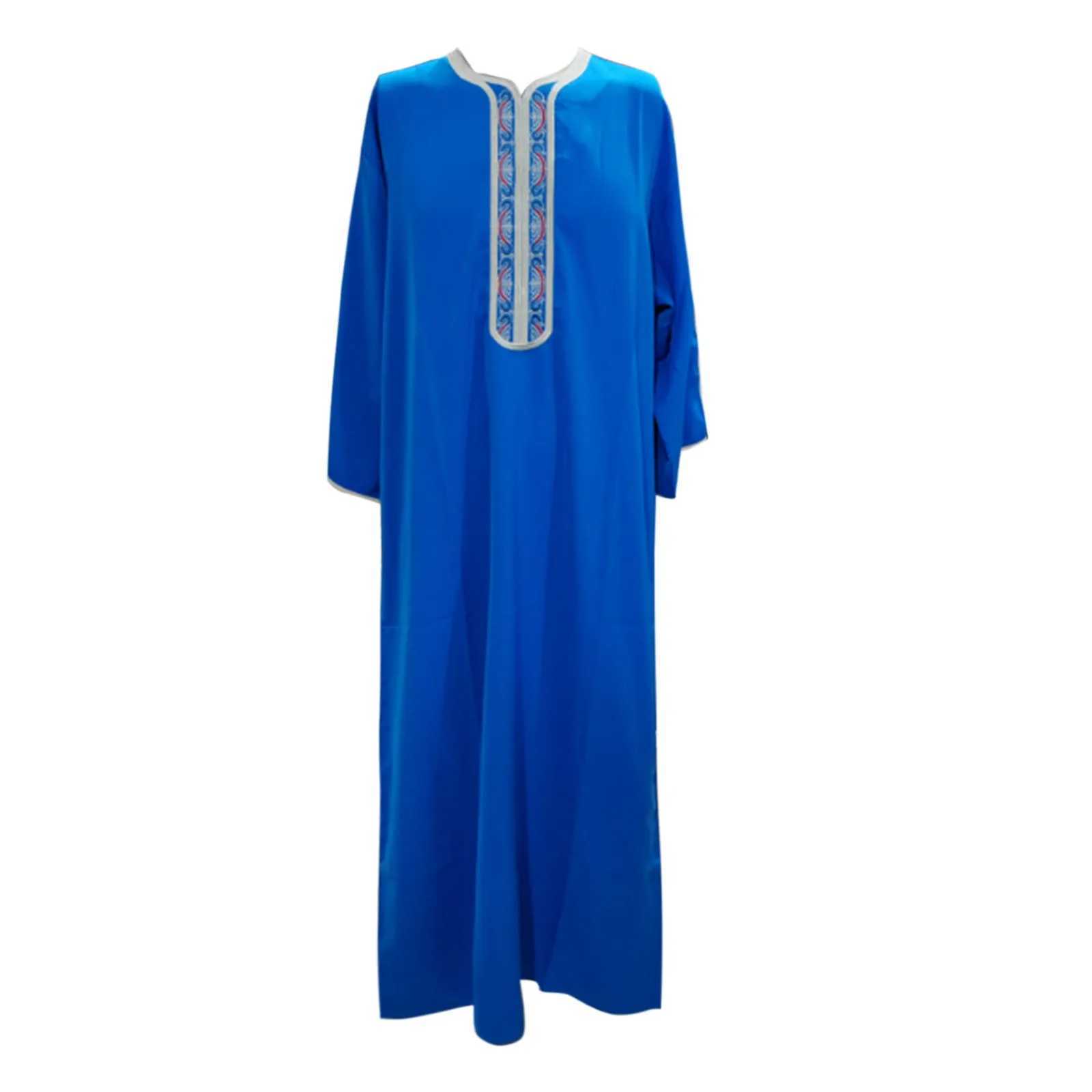 2025 Muslim Fashion Abayas For Men Solid Color Embroidery Long Robe Men Jubba Thobe Saudi Arab Musulman Shirts Islamic Clothing X250514