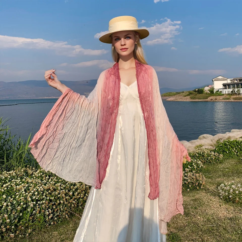 Womens gradient color linen scarf for travel fashionable versatile casual windproof sand proof headscarf womens shawl 250514