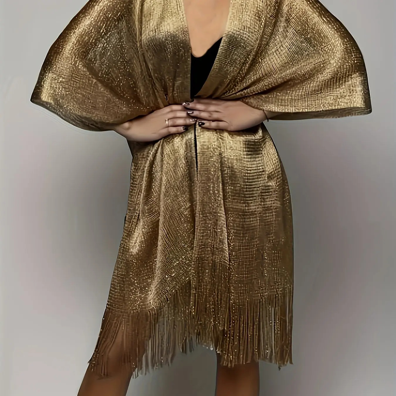 Sexy Fashion Banquet Sunscreen Shawl Gold Silver Shiny Scarves For Women Lace Tassel Party Evening Dress Scarf 250514