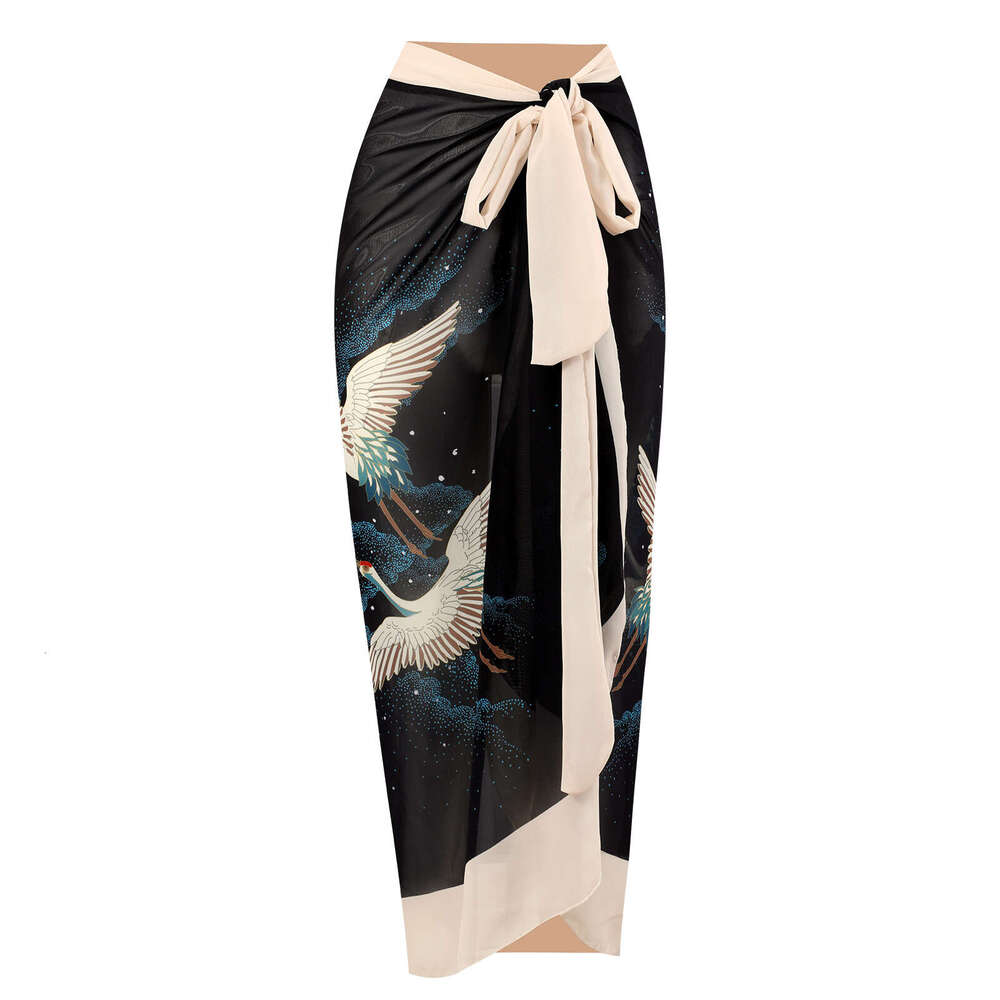 New European and American retro printed women's conservative one-piece chiffon cover two-piece swimsuit set 2025 new style chic elegant clothing