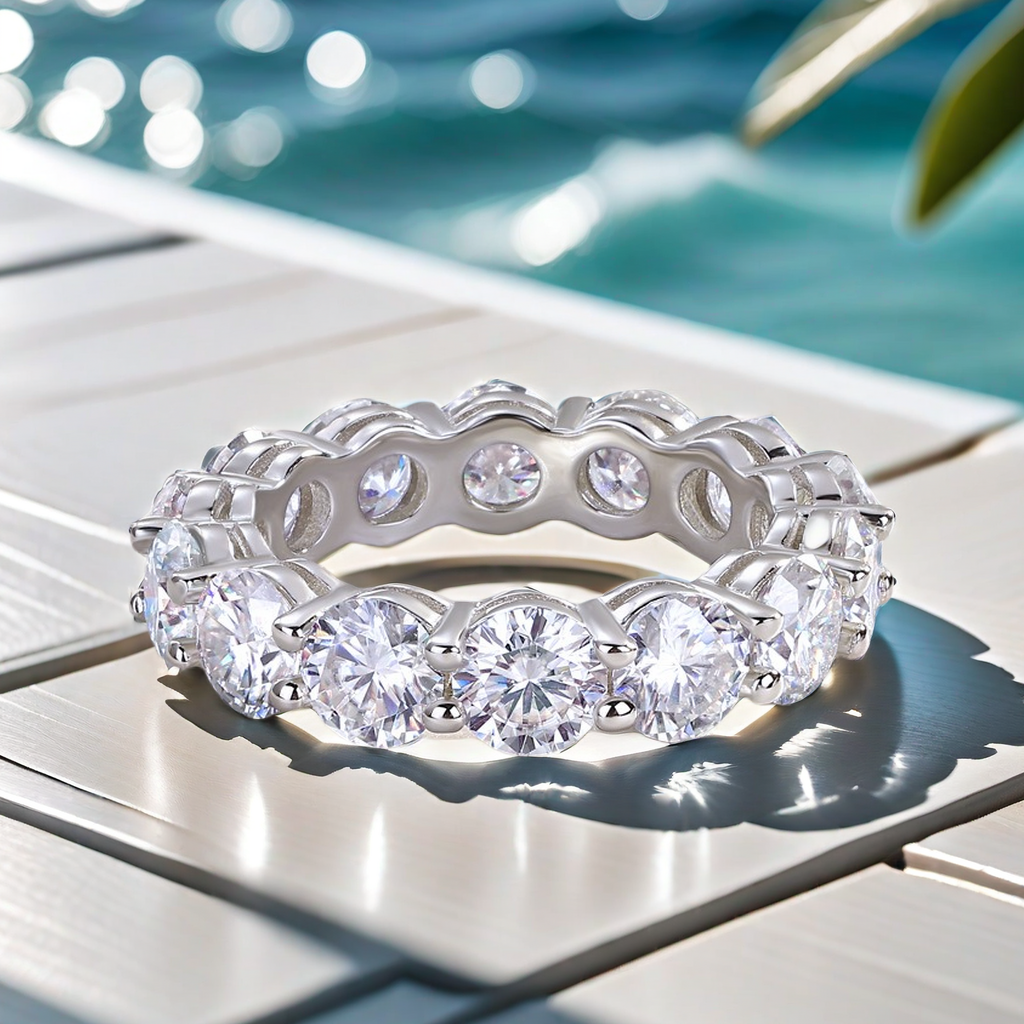D color VVS1 0.5CT Moissanite band ring S925 sterling silver full circle Moissanite band ring Fashionable individual best-selling style jewelry band r