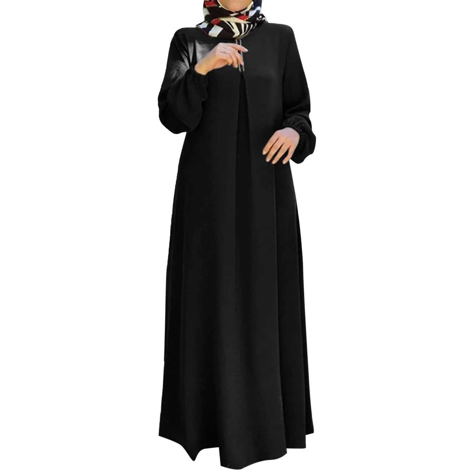 Muslim Abayas Loose Maxi Dresses Women Jilbabs Muslim Dress Long Slve O-Neck Casual Solid Robe Islamic Ramadan Dresses X250514