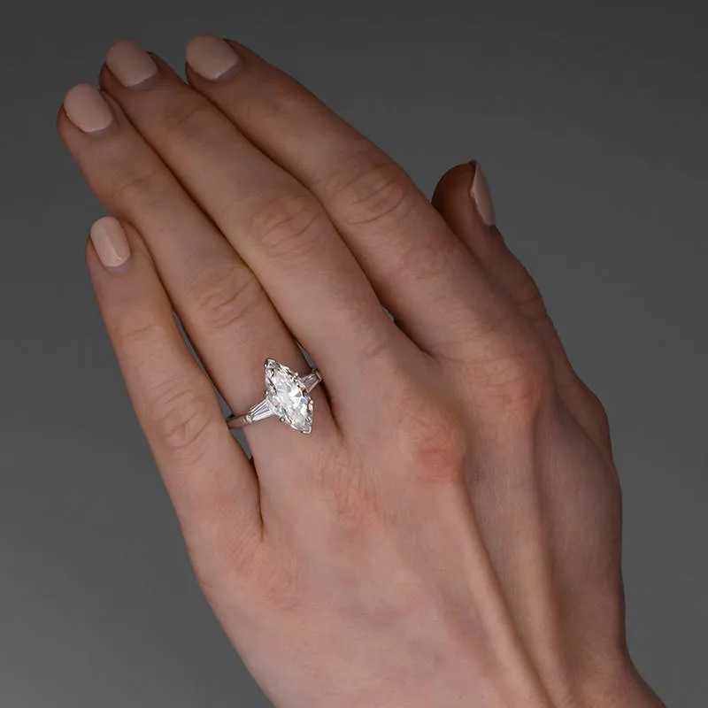 925 Sterling Silver Marquise Cubic Zirconia Rings for Women Temperament Engagement Wedding Accories Fashion JewelryXJ250514