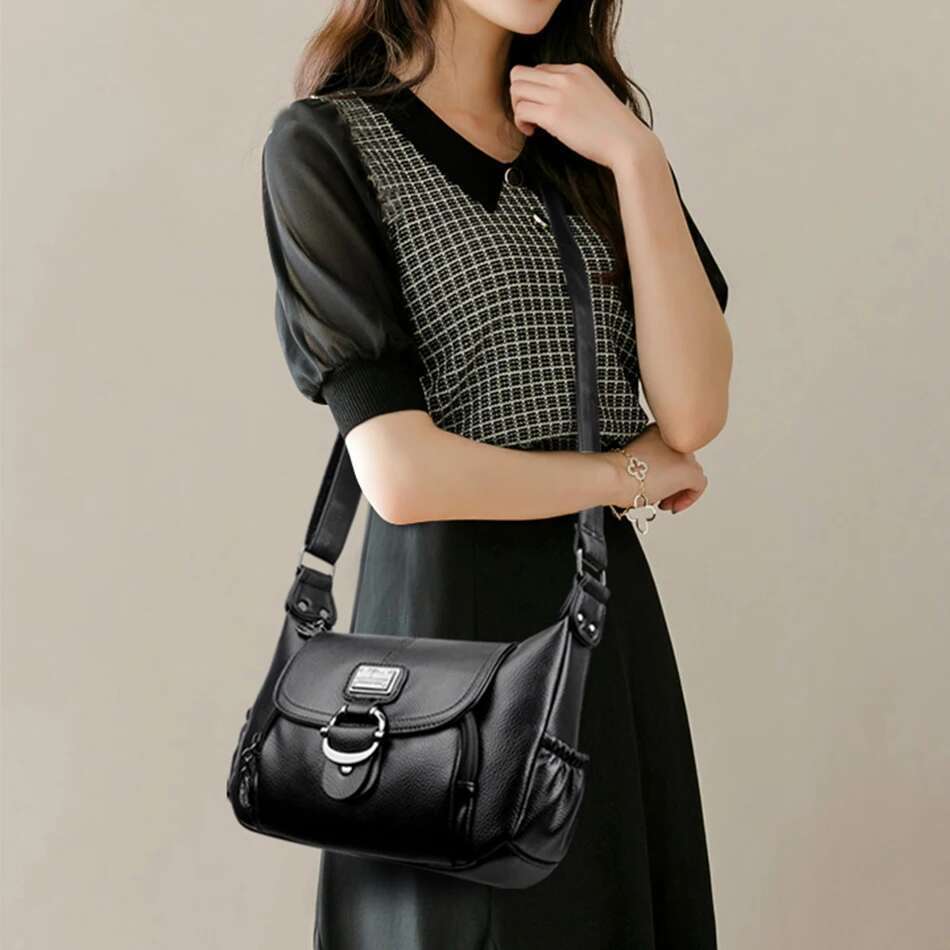 Genuine Brand Crossbody for Women Soft Leather Tote Shoulder Messenger Bags Female Casual Handbag Flap Bag Sac A Main