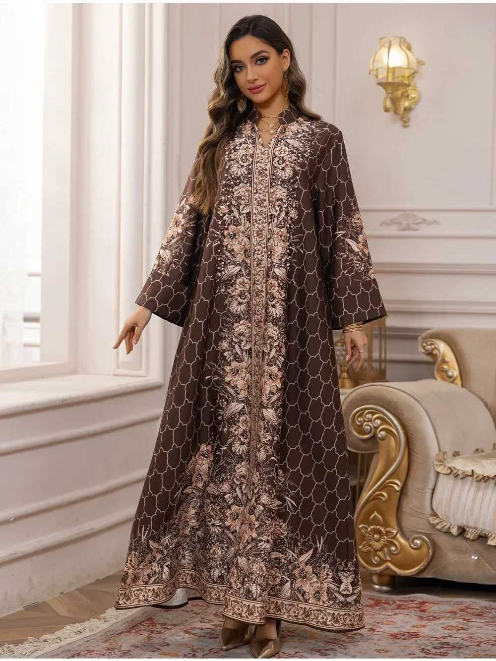 Muslim Dress Women Abaya for Eid Diamond Party Dresses Arab Long Robe Print Abayas Dubai Morocco Kaftan Islam Jalabiya Vestidos X250514