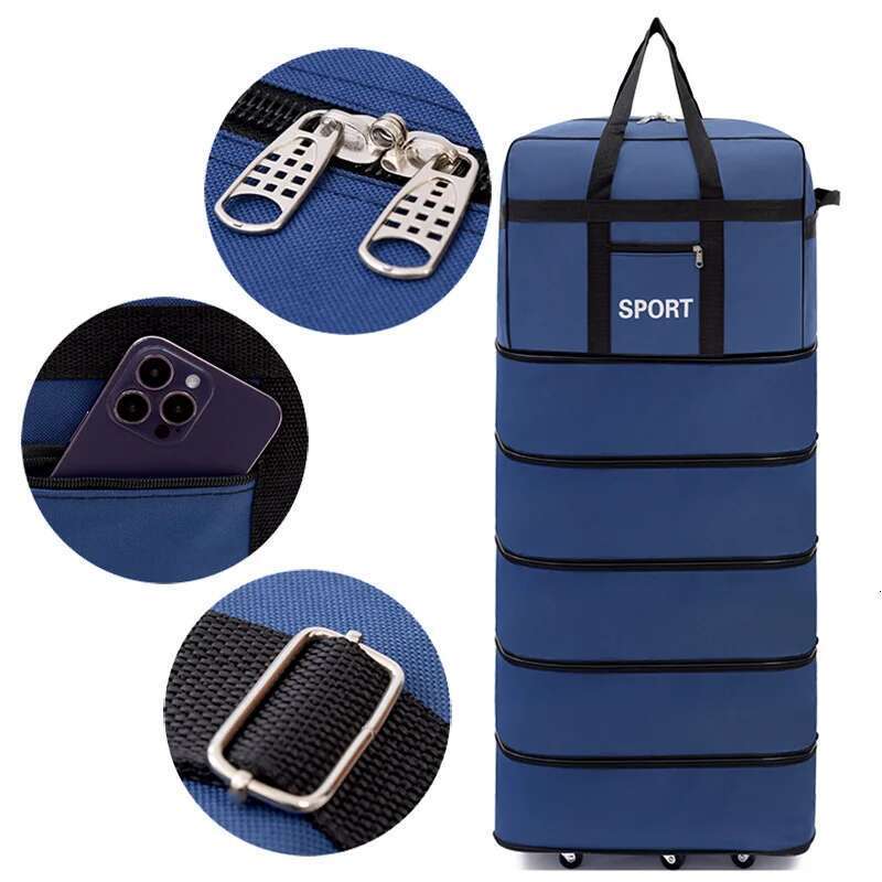 Versatile 5-Layer Folding Travel Bag with Wheels Large Capacity Waterproof Durable Lage for Trip Weekend Getaways overnight