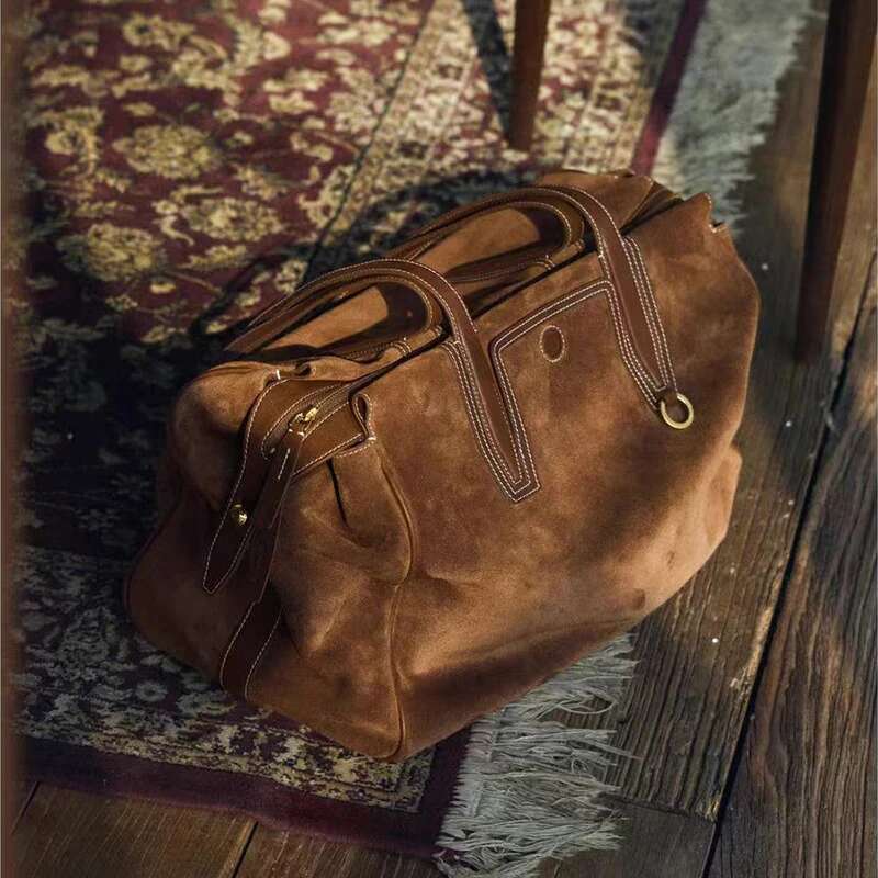 New Large Capacity Suede Tote Retro Casual Ladies Genuine Leather Shoulder Brand Design Autumn Crossbody Bag